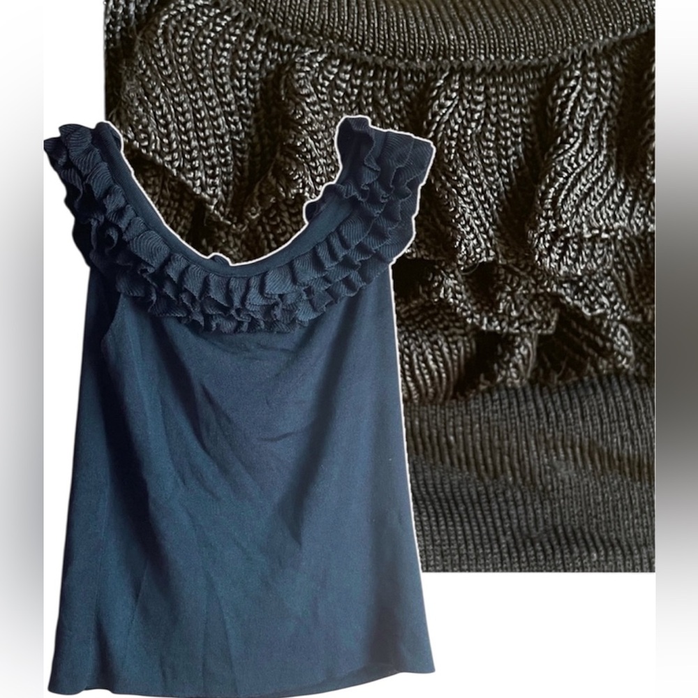Beautiful rayon knit top with neck ruffles